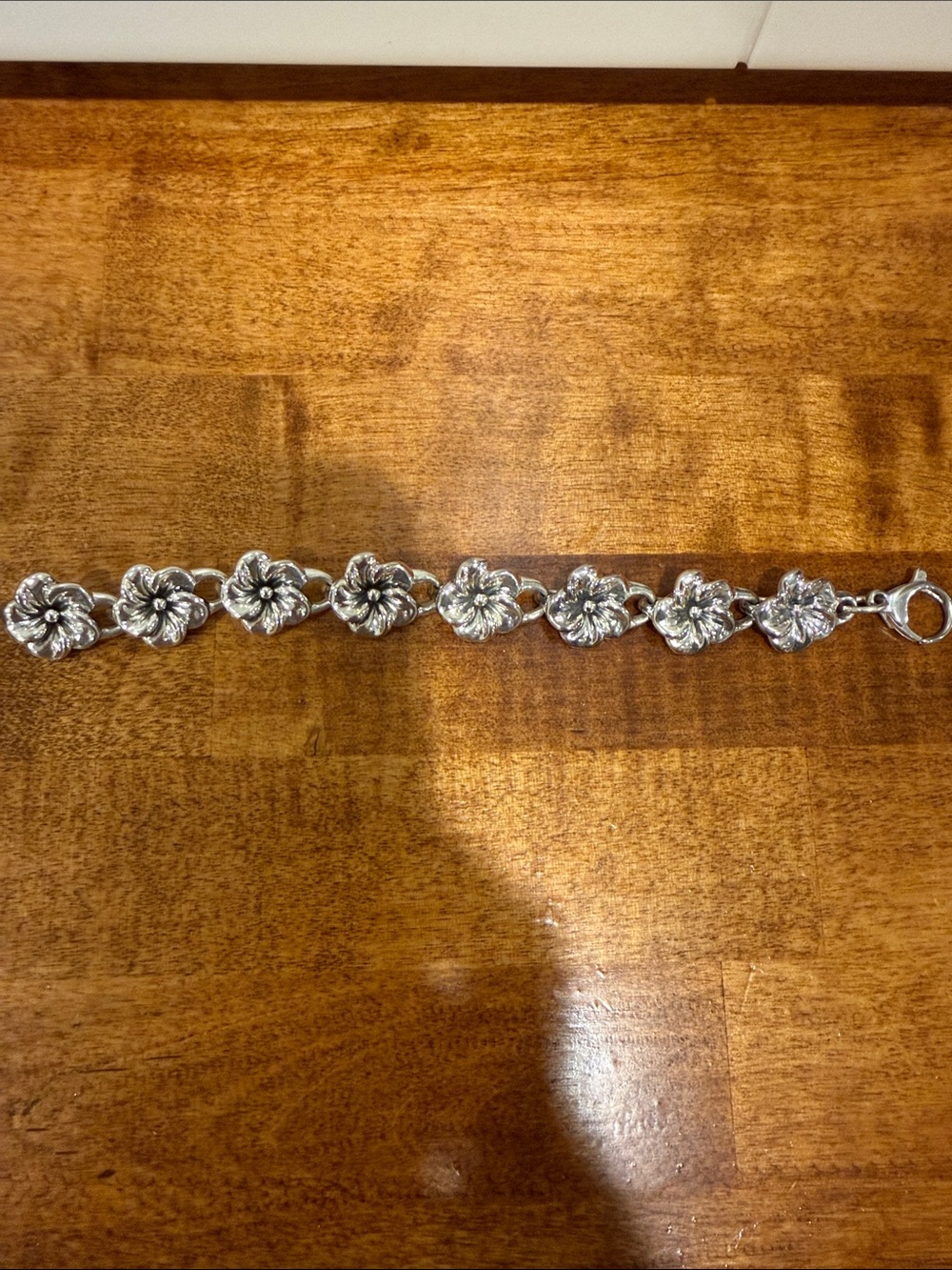 Sterling Silver Floral Link Bracelet - Women's Jewelry